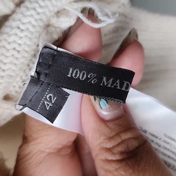 Antoniazzi Made in Italy 100% Wool Luxury Cream Sweater with Fur Floral Design - Picture 5 of 10